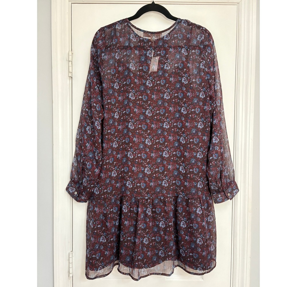 NWT LOFT Cottagecore M Floral Dress Long Sleeve Drop Waist Midi Women's - Picture 5 of 9